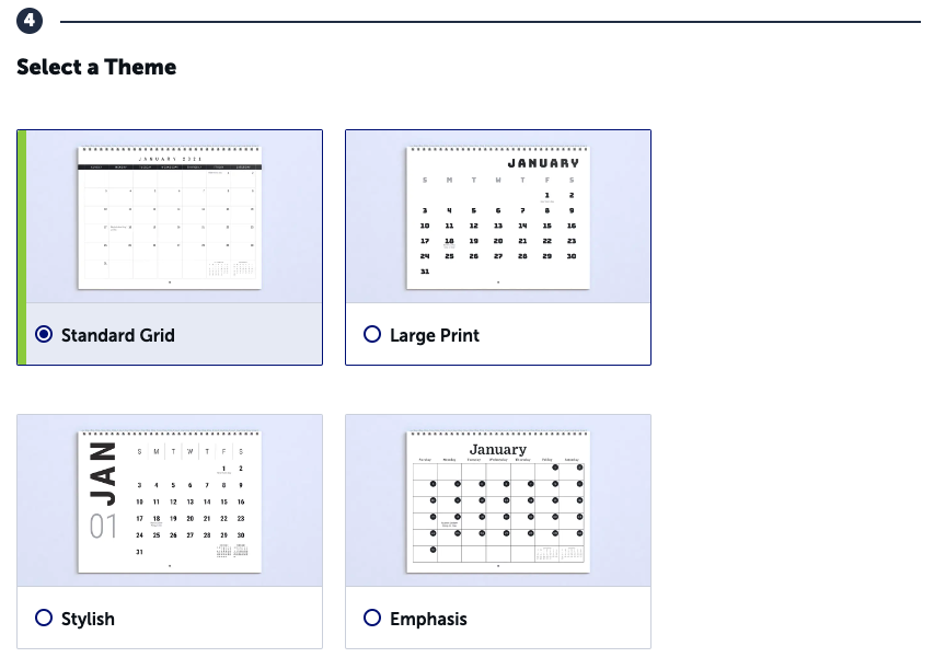 Select a theme for your calendar