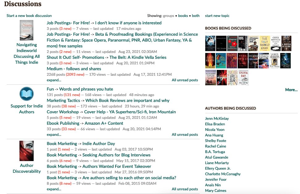 Goodreads discussion forums