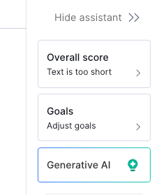 The writing assistant in Grammarly