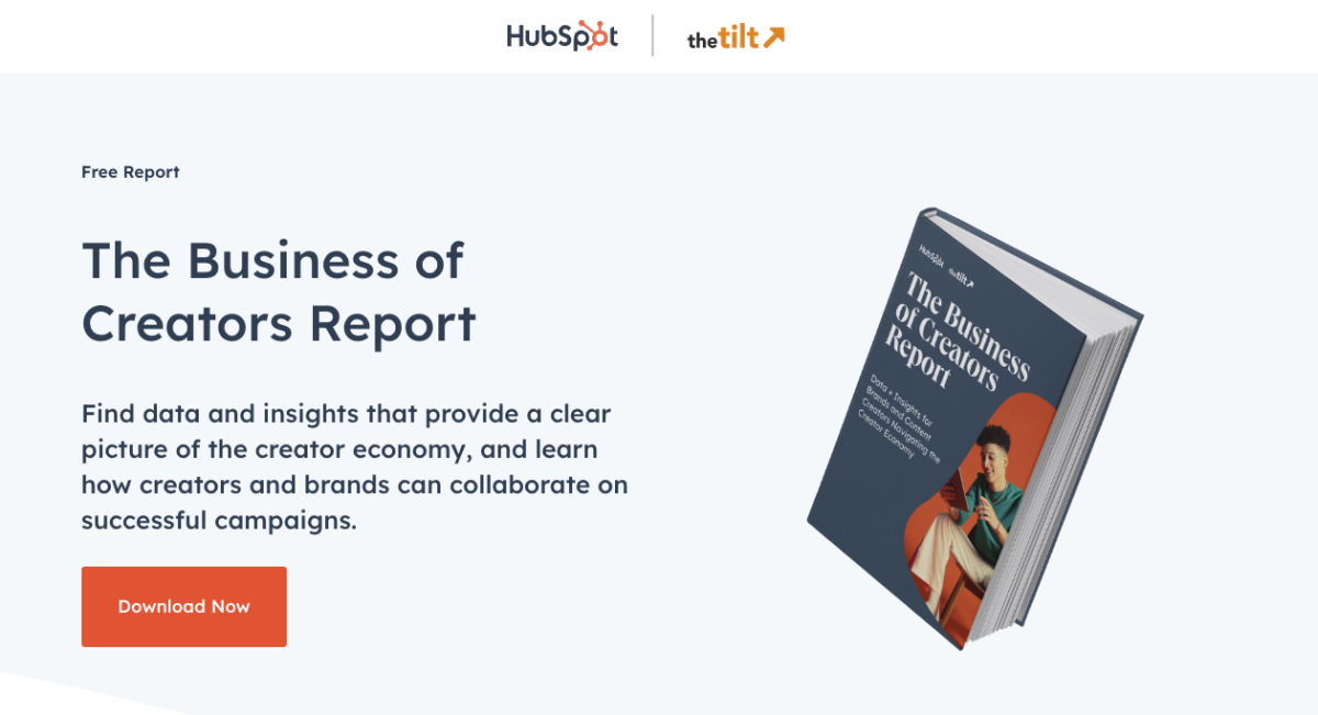 Hubspot and the Tilt's lead generation page