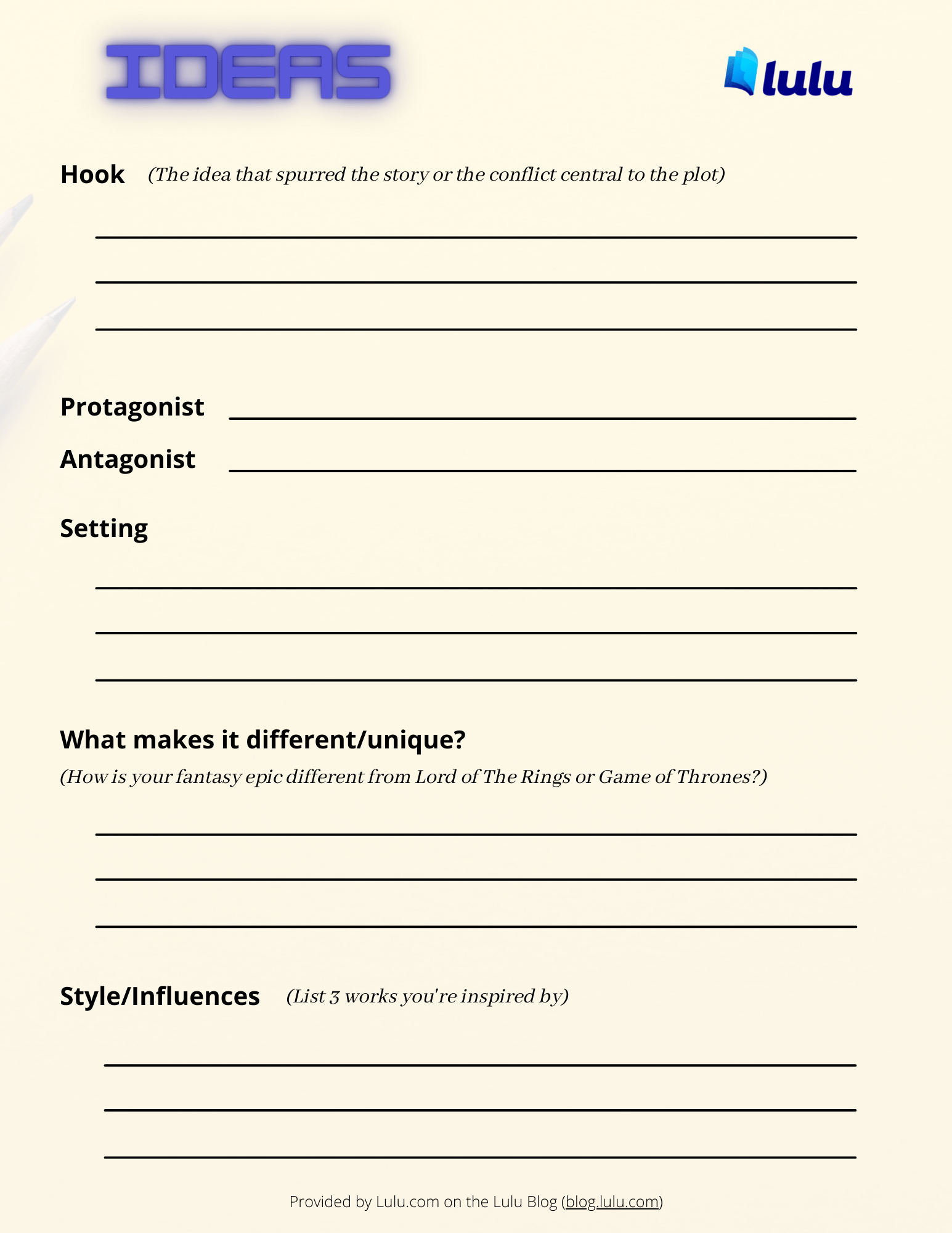 Pauls Idea Form - Get your ideas in order!