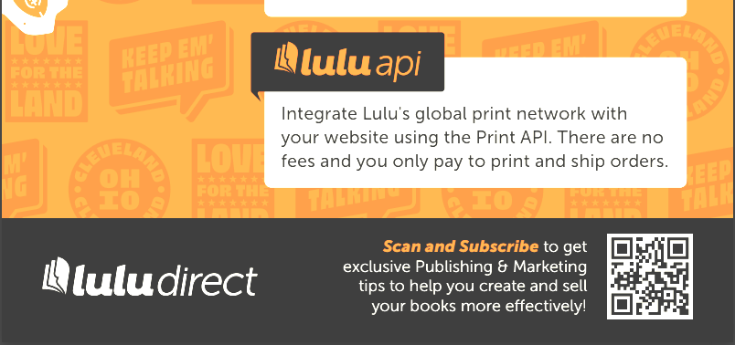 Lulu QR code call to action for printed materials