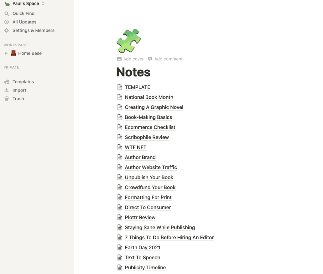 Notion First Notes List