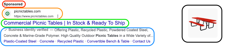 An example of a sponsored ad in a Google search result