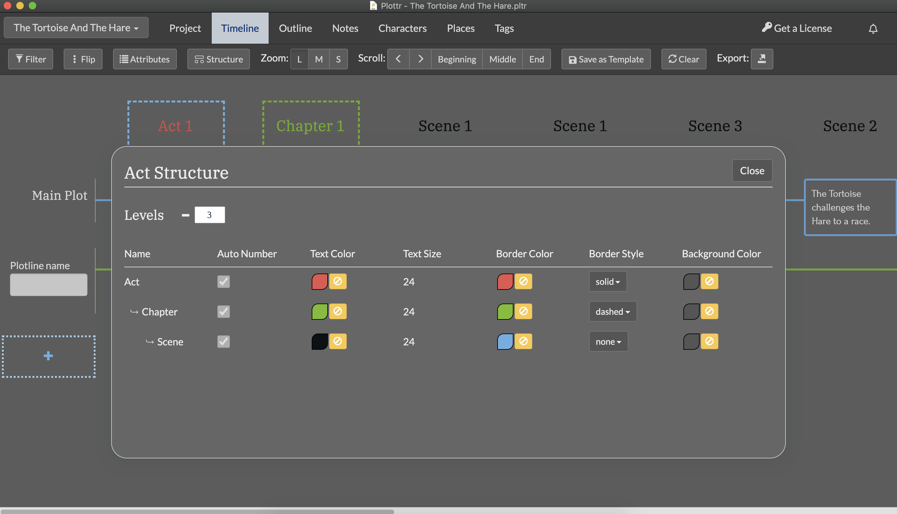 Plottr Timeline Structure