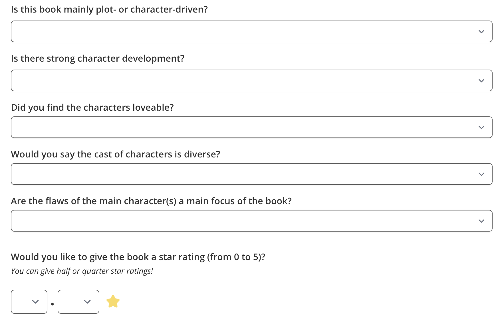 Storygraph questions part 2