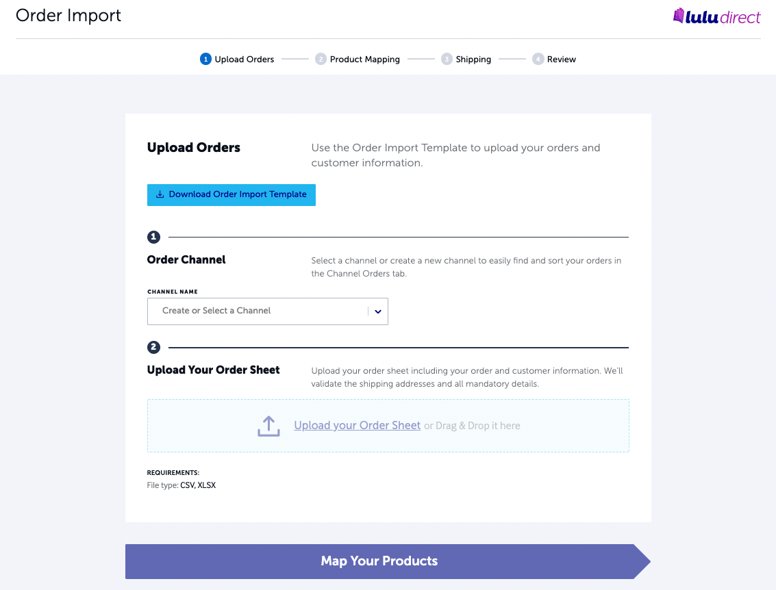 Using the Order Import tool to upload your orders