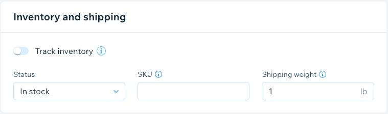 Inventory and shipping options in Wix