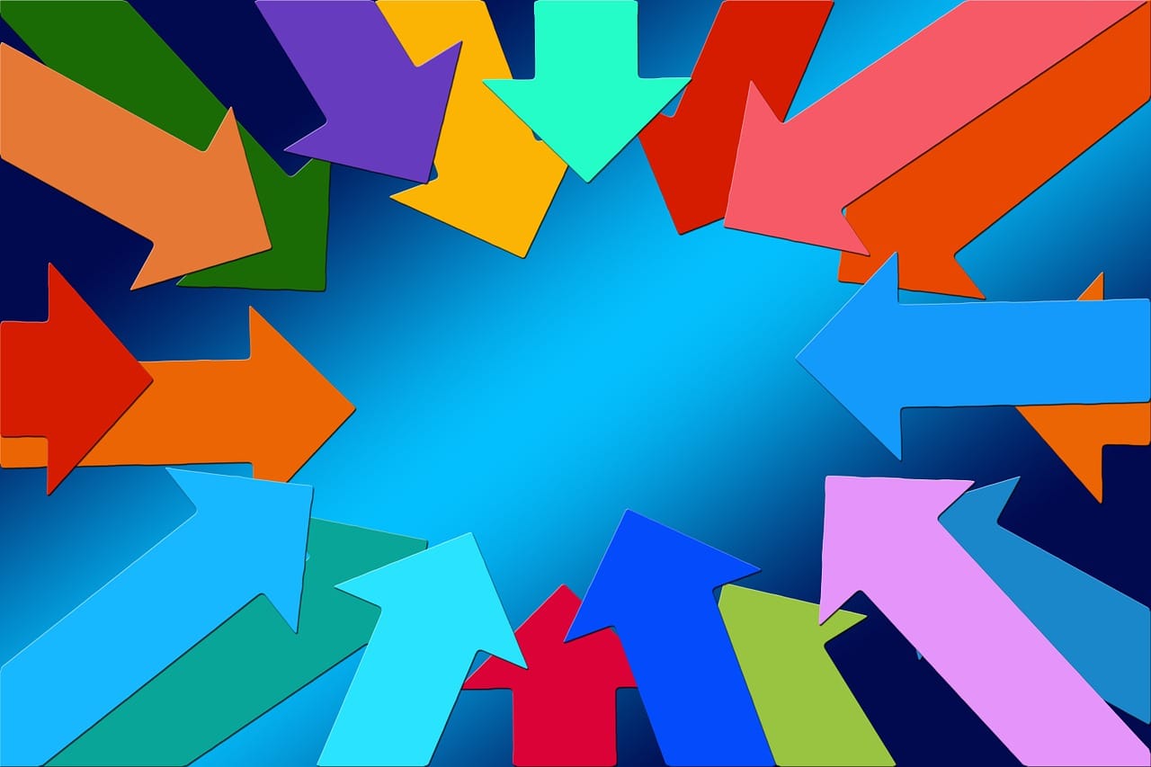 Stock Image from Pixabay of Arrows pointing inward