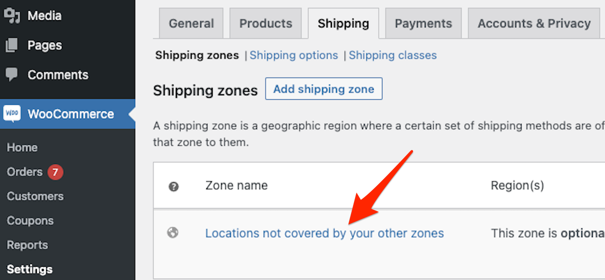 Creating new shipping zones in your WooCommerce settings