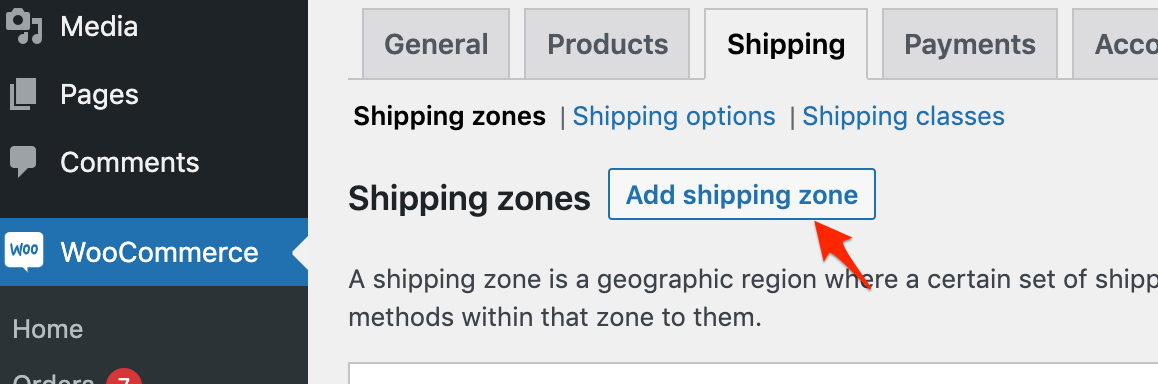 Creating and managing shipping zones within your WooCommerce account