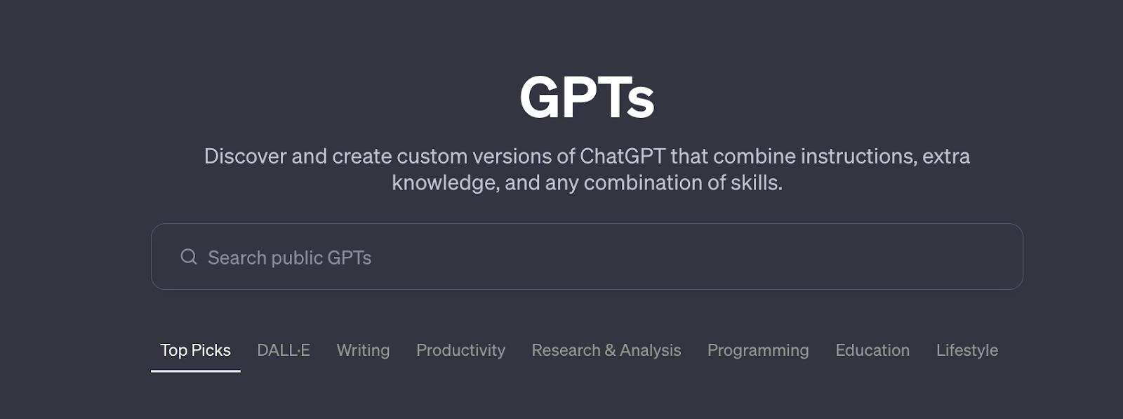 The custom GPT store on ChatGPT