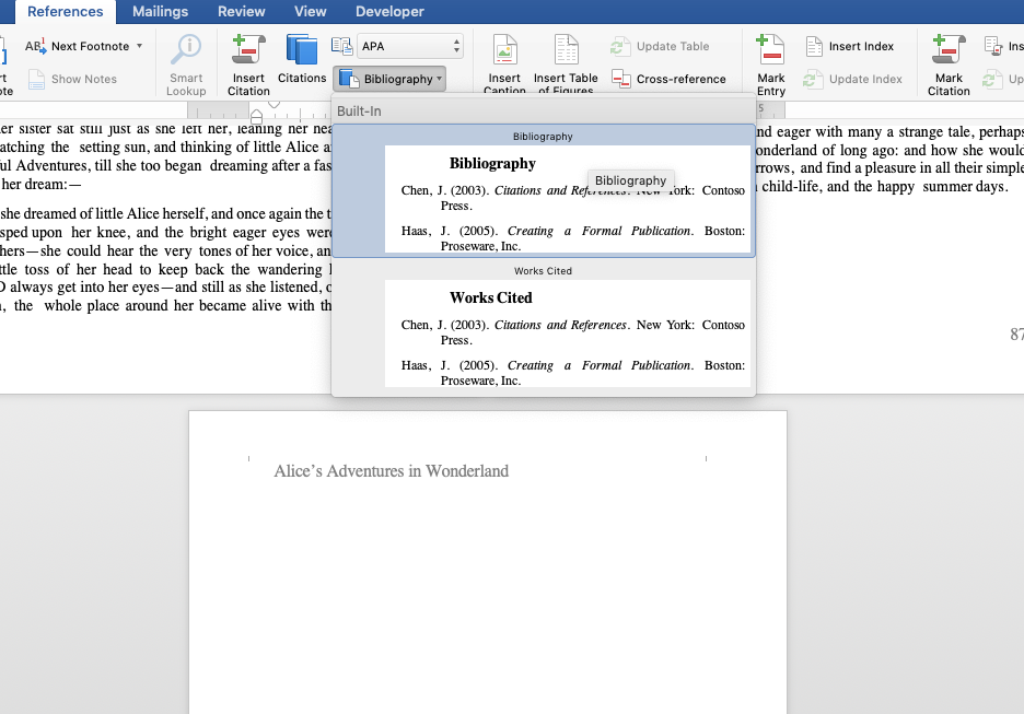 MS Word bibliography options for your nonfiction project