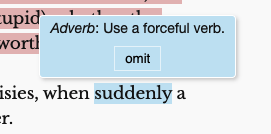 Blue edits give word choice suggestions