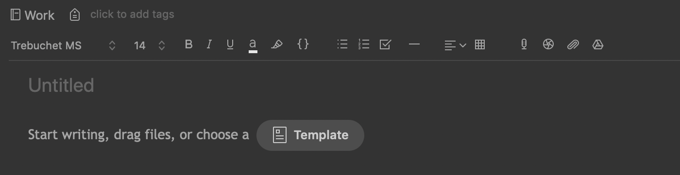 A blank note in Evernote