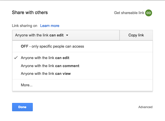 Sharing your Google Docs with other users