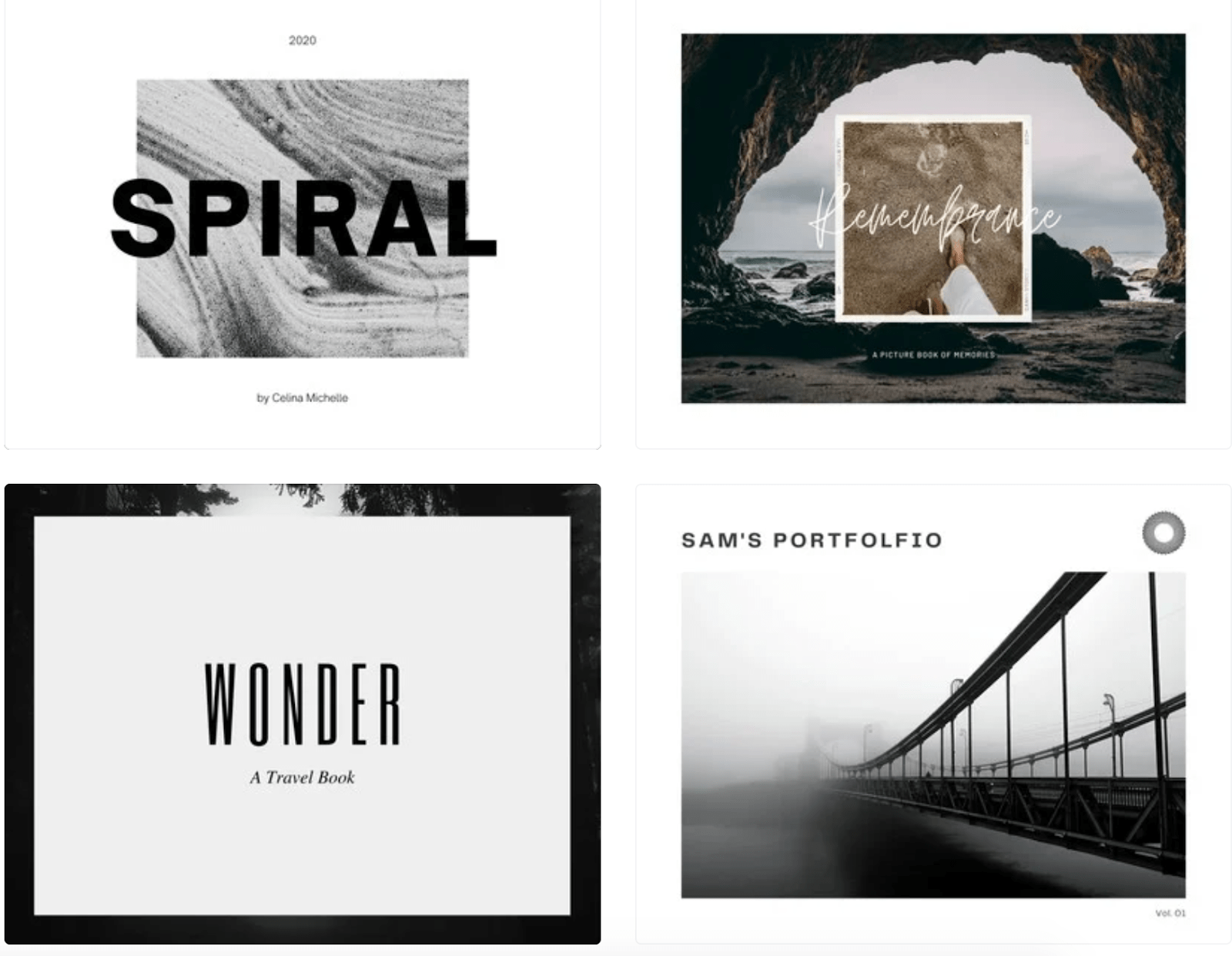 Photo Book templates provided by Canva