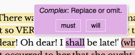 Purple edits highlight complex words or phrases