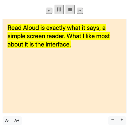 The Read Aloud dashboard and lightbox, visible when using the text-to-speech feature in Google Docs