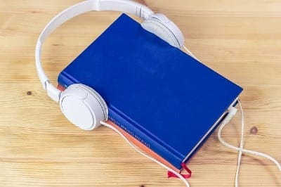 A book wearing headphones! A little joke about audio books