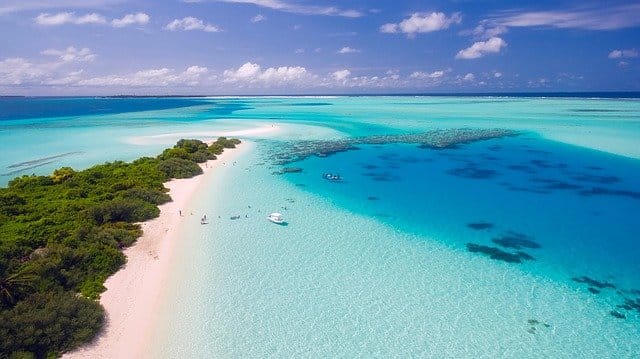 A stock photo of the Maldives islands