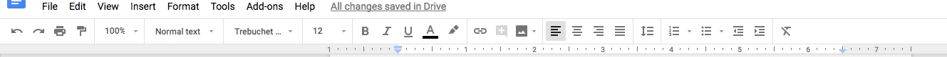 Google Doc's editing toolbar