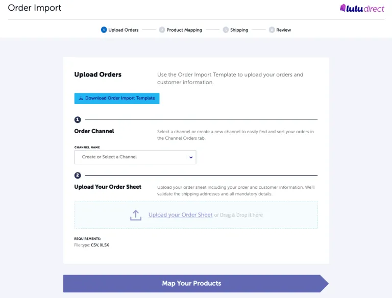 Using the Order Import tool for large orders