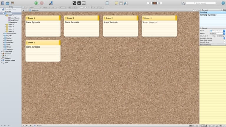 The corkboard feature for planning and plotting in Scrivener