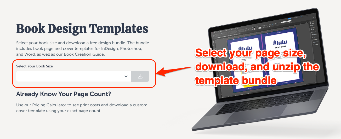 Lulu's free template bundles, available on lulu.com