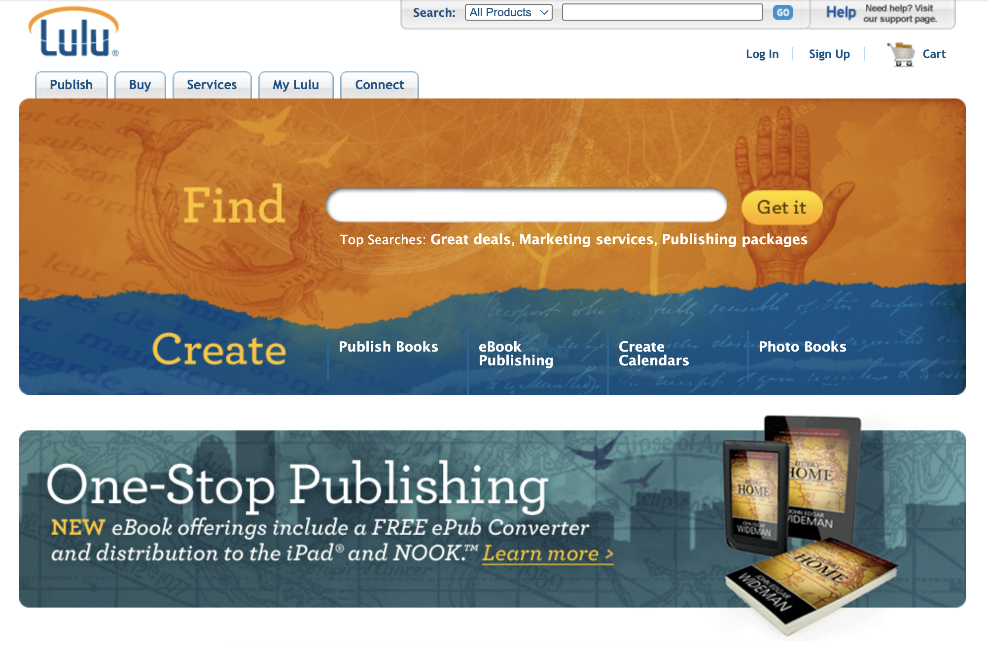 Lulu's homepage from 2012