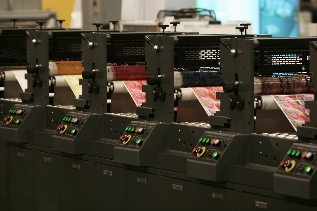 Printing presses lined up and running