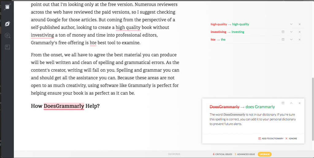 Grammarly in browser view