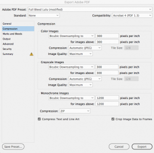 InDesign PDF export Compression settings
