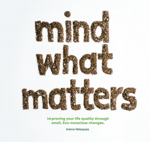 Book cover including "Mind What Matters" written with soil as text.