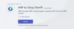 Shopify AMP App by Shop Sheriff capture of APP store listing