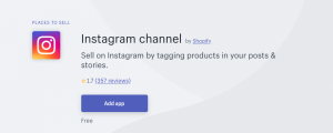 Shopify Instagram App listing capture from Shopify App Store
