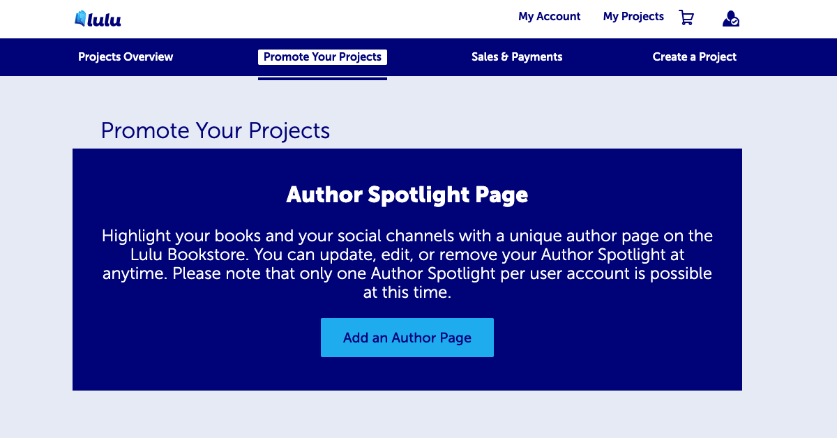 Promote My Projects - Create an author spotlight